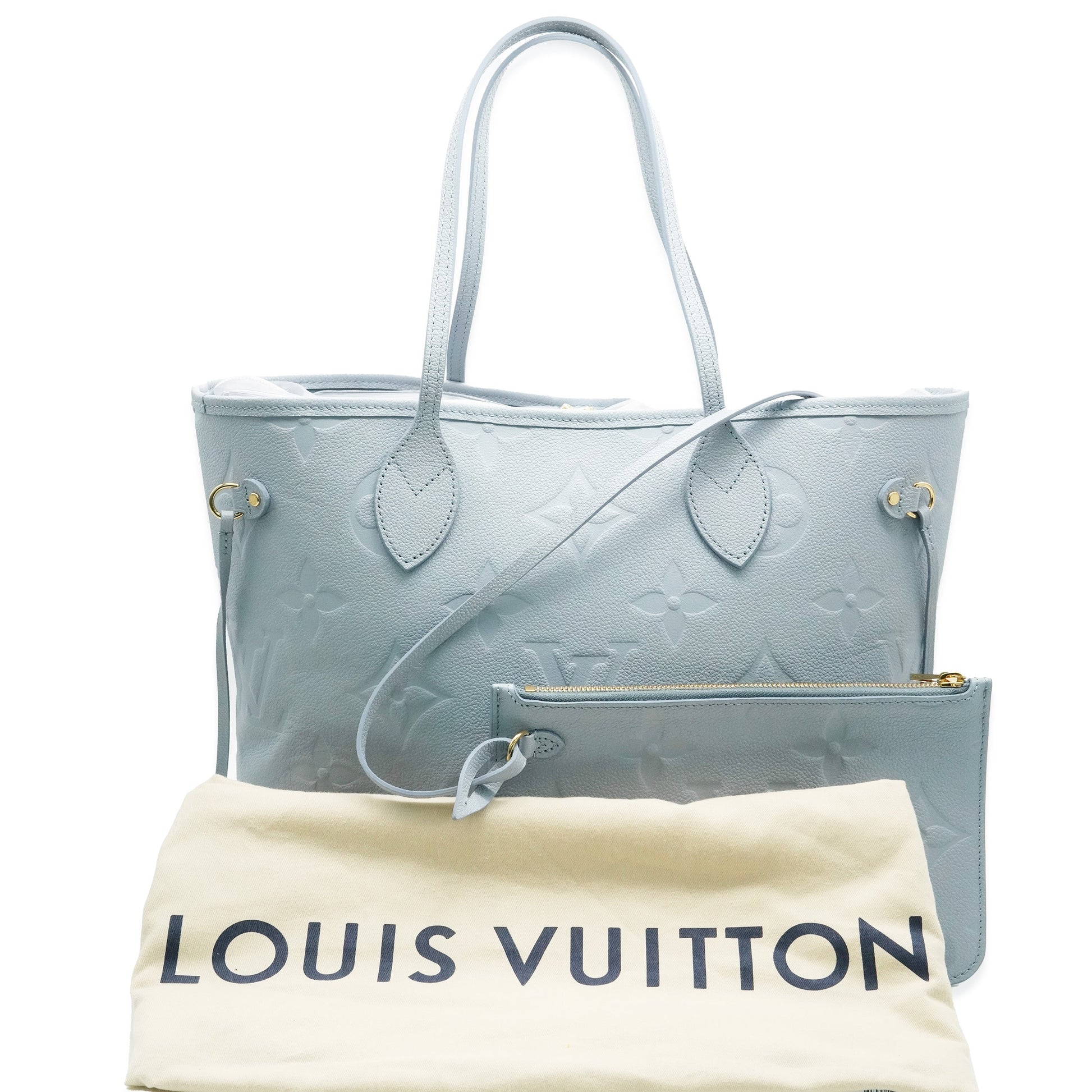 Louis Vuitton Hour Giant Empreinte Neverfull MM Monogram Blue Tote Bag