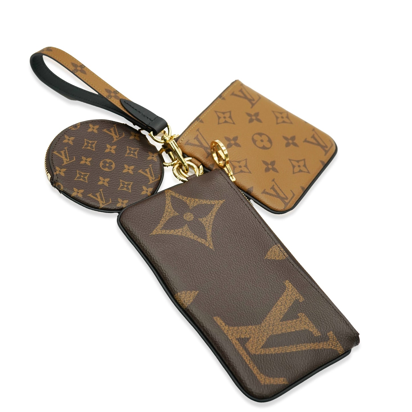 Louis Vuitton Reverse Giant Trio Pouch Monogram Canvas Handbag