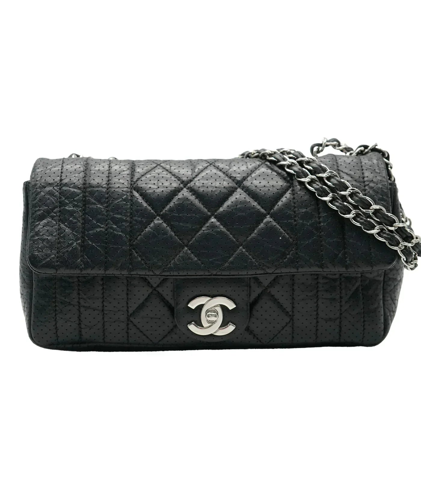 Chanel Black Perforated Calfskin Medium 's New Bag