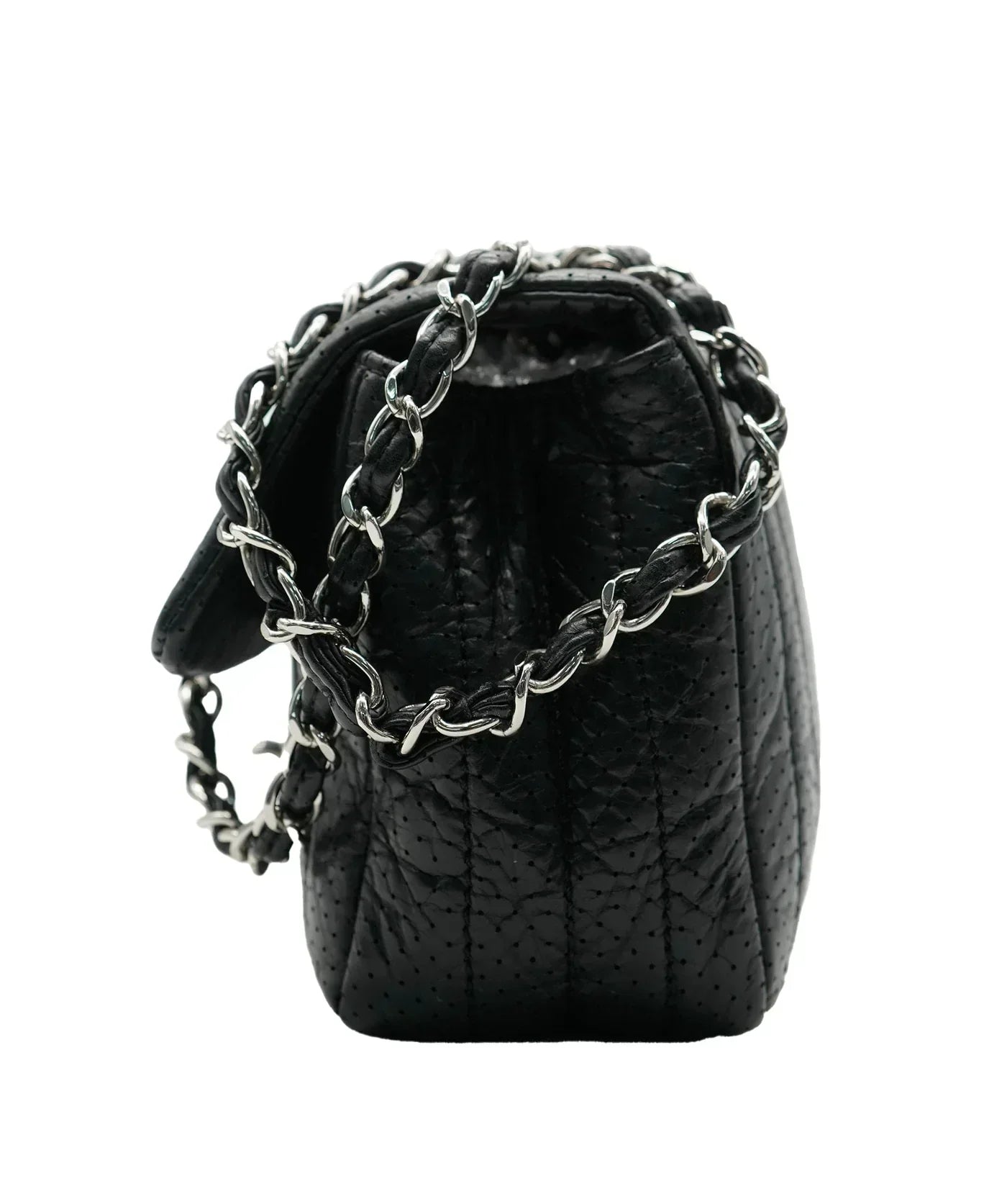 Chanel Black Perforated Calfskin Medium 's New Bag