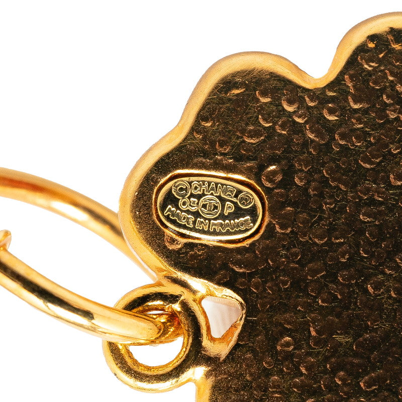 Chanel Gold Plated Plastic Coco Mark Clover Motif Swing Earrings 03P Bag