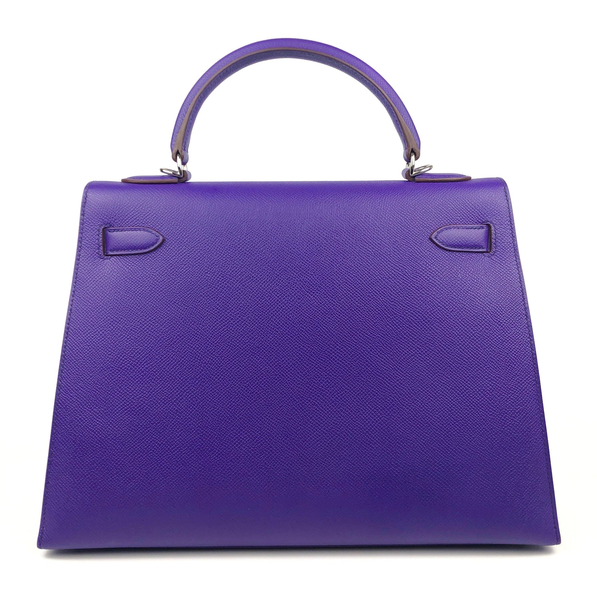 Hermes Violet Epsom Sellier Kelly W Palladium Hardware Handbag Travel Bag