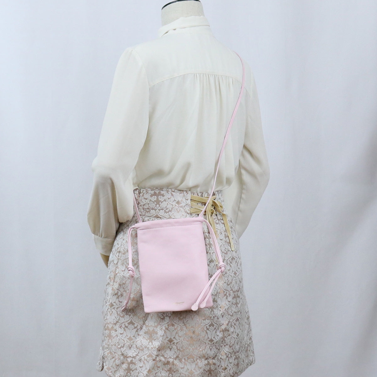 Burberry Pochette Diagonal Shoulder Bag Women Leather Pink Mini