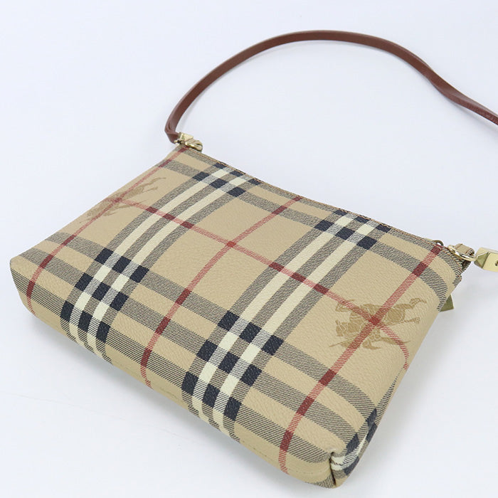 Burberry Clutch Bag Shadow Horse Nova Check Pvc Coated Canvas Beige