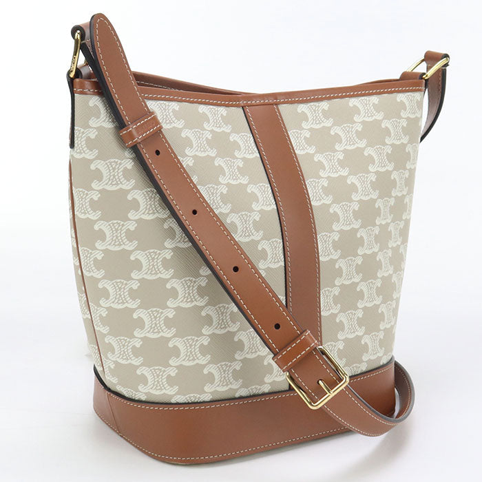 Cas Shoulder Bag Triomphe Calfskin Women Beige Small