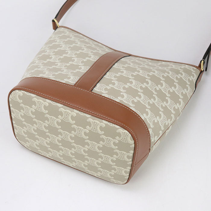 Cas Shoulder Bag Triomphe Calfskin Women Beige Small