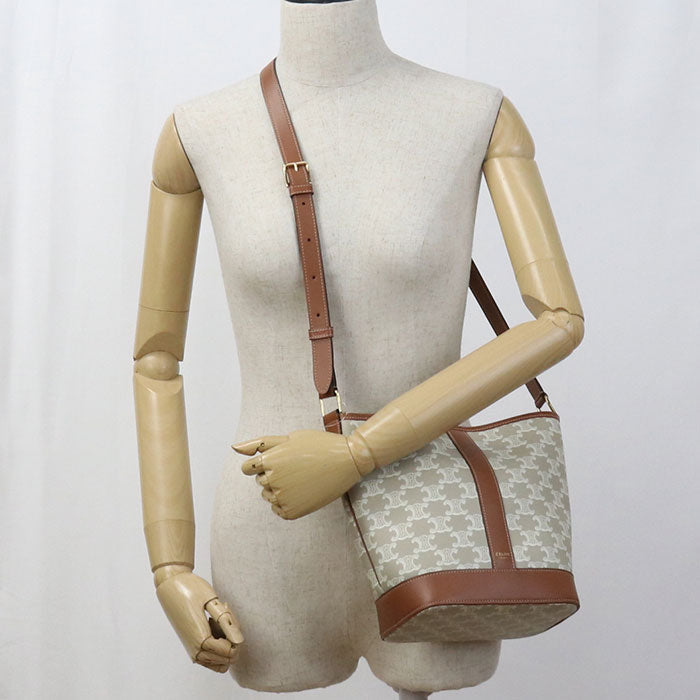 Cas Shoulder Bag Triomphe Calfskin Women Beige Small