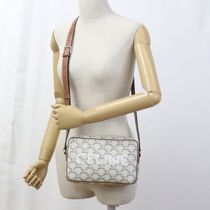 Shoulder Bag Triomphe Horizontal Messenger Pvc Women White