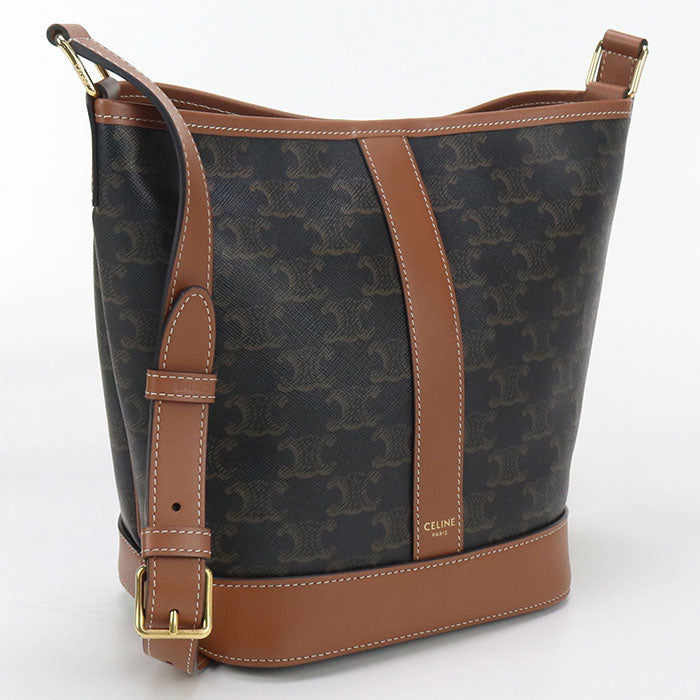 Cas. Lu Triomphe Shoulder Bag Calfskin Women Canvas Brown