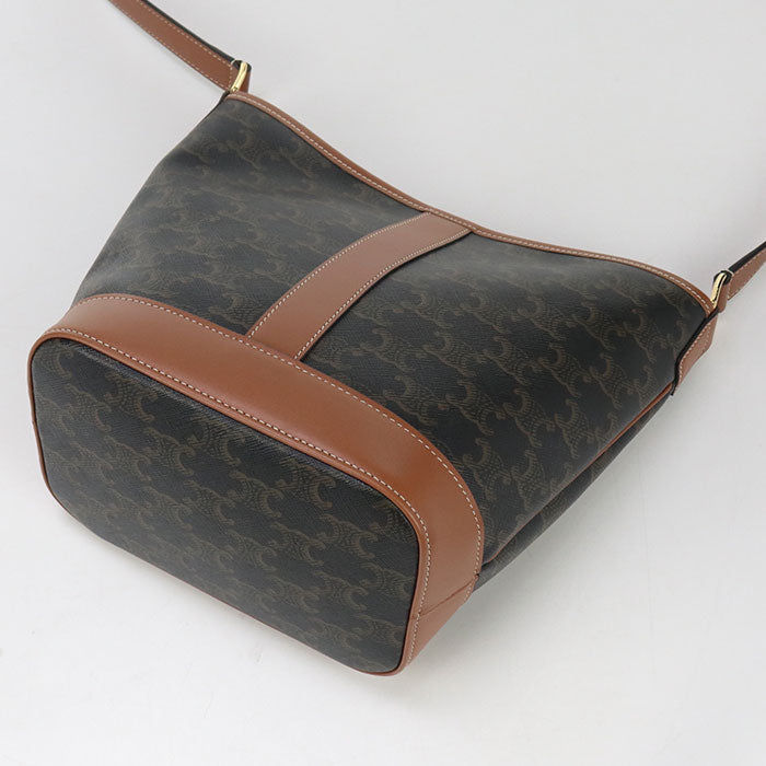 Cas. Lu Triomphe Shoulder Bag Calfskin Women Canvas Brown