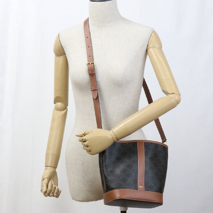 Cas. Lu Triomphe Shoulder Bag Calfskin Women Canvas Brown