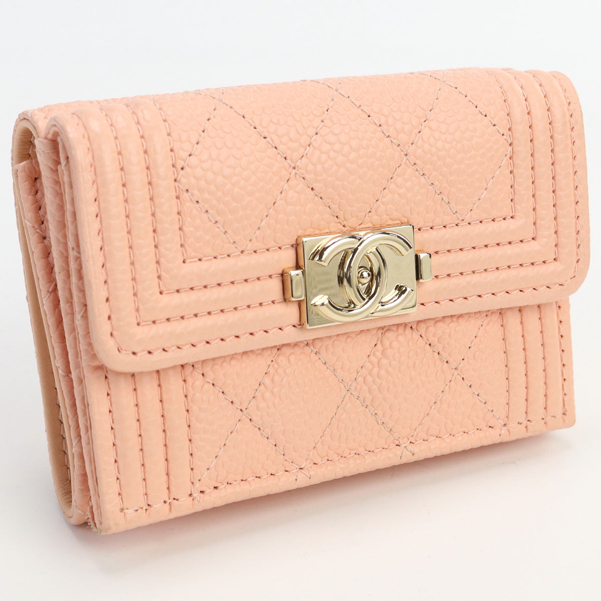CHANEL Small flap wallet Tri-fold wallet with coin purse caviar pink Women