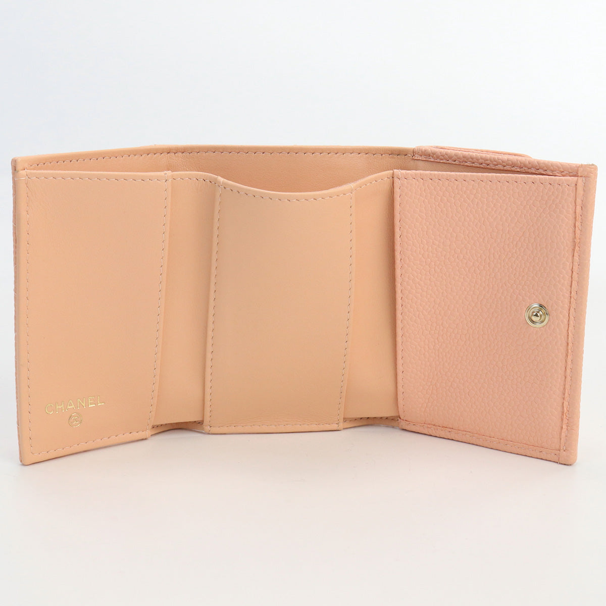 CHANEL Small flap wallet Tri-fold wallet with coin purse caviar pink Women