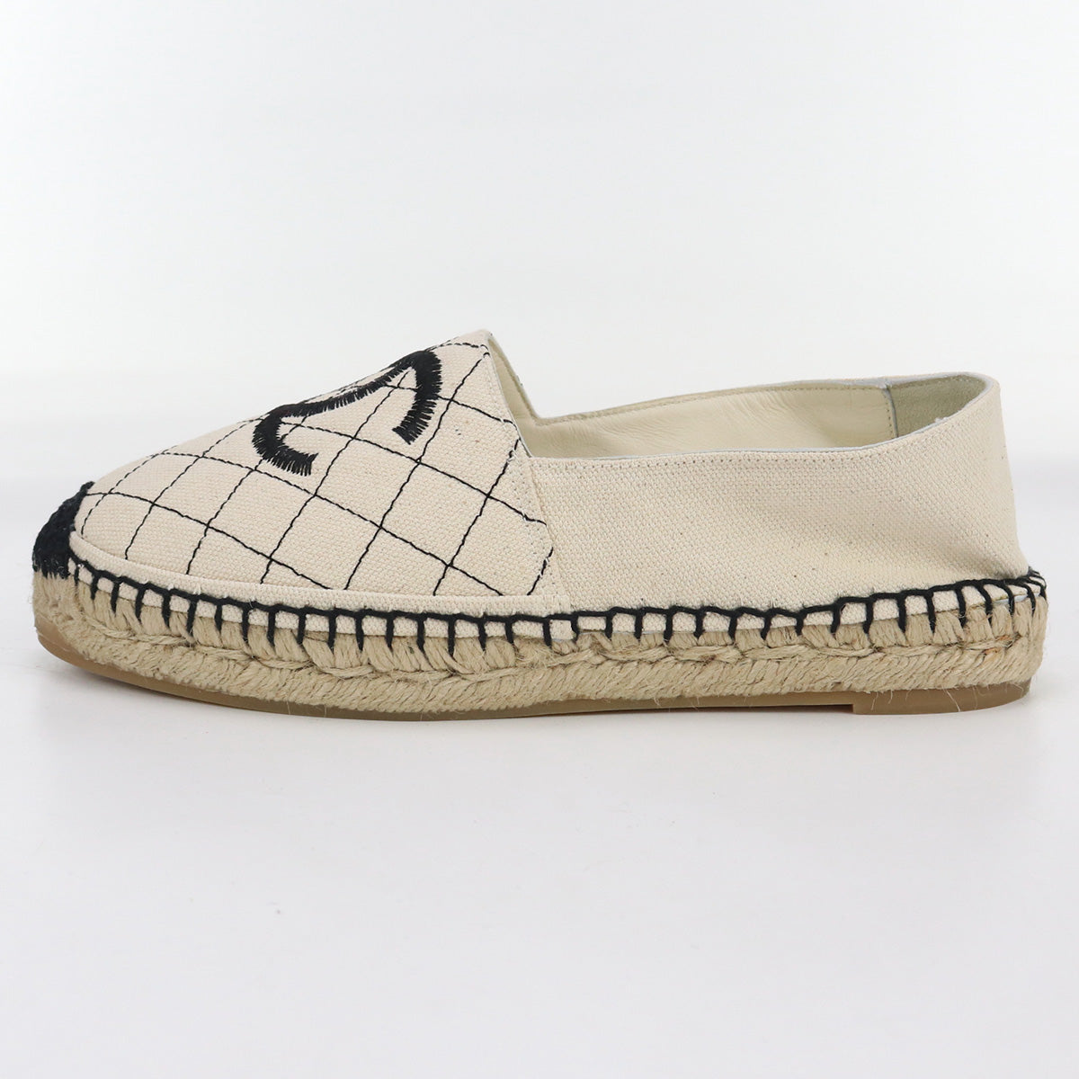 Chanel Espadrille COCO Mark Espadrille White Canvas Handbag