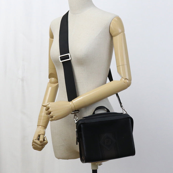 Fendi 2Way Handbag Women Canvas Black Travel Bag