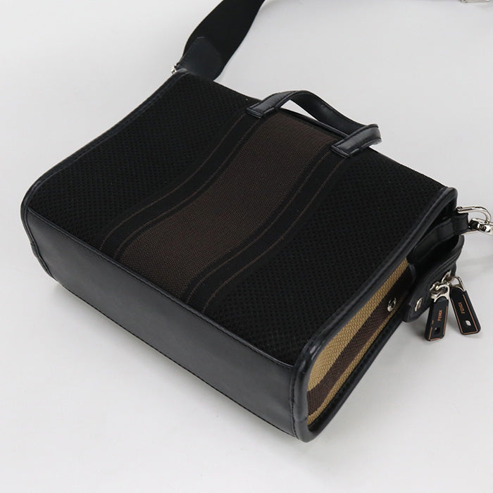Fendi 2Way Handbag Women Canvas Black Travel Bag