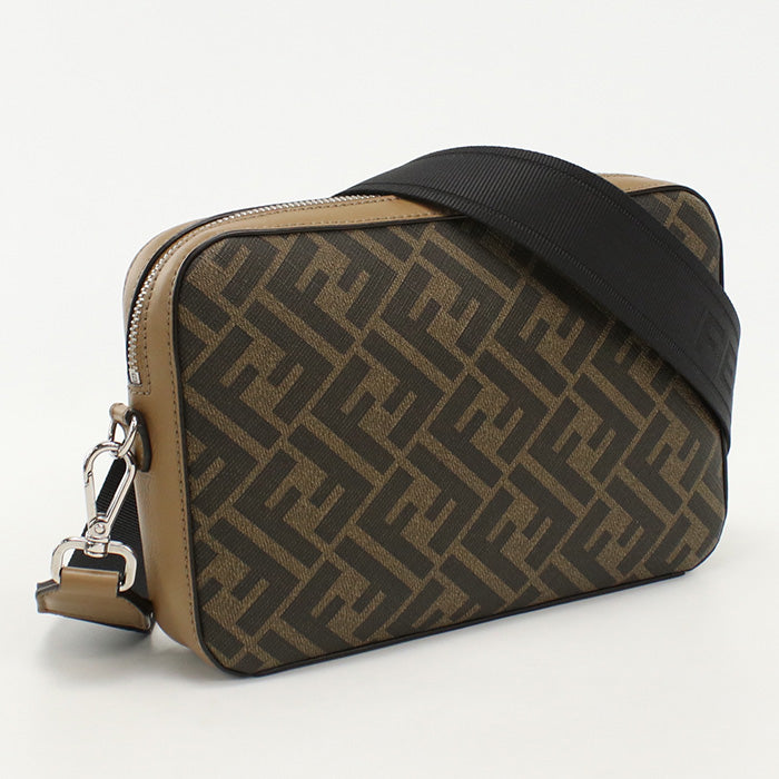 Fendi 7M0286 Shoulder Bag Zucca Cam Camera Case Pvc Leather Brown Medium