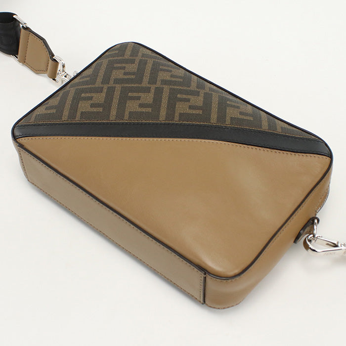 Fendi 7M0286 Shoulder Bag Zucca Cam Camera Case Pvc Leather Brown Medium