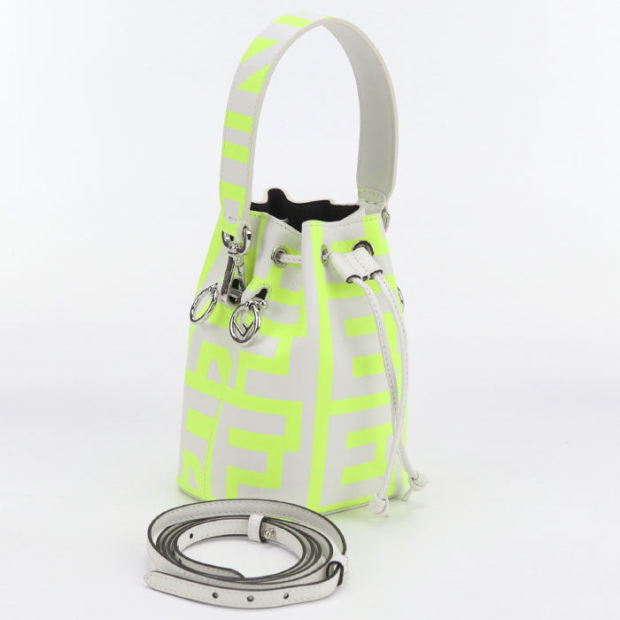 Fendi 8Bs010 Montresor Diagonal Shoulder Bag Women Leather White Mini