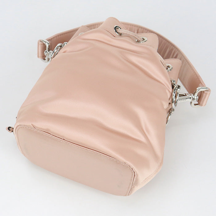 Fendi 8Bs010 Montresor Diagonal Shoulder Bag Women Leather Nylon Pink