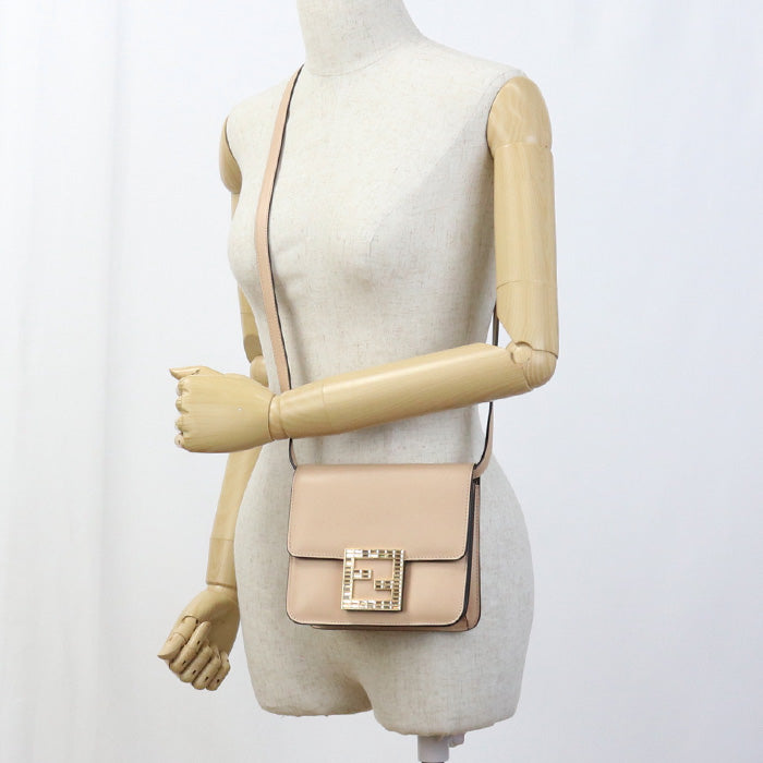 Fendi 8Bt325 1W Shoulder Bag Fwith Crossbody Bag Calfskin Beige Logo