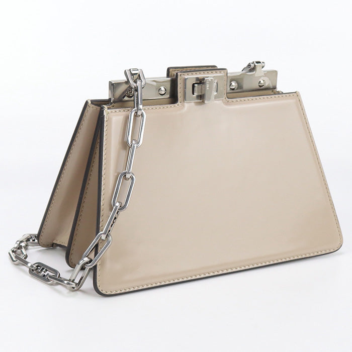 Fendi 8Bn339 Shoulder Bag Cut Petit Peekaboo Bag Light Leather Beige Chain
