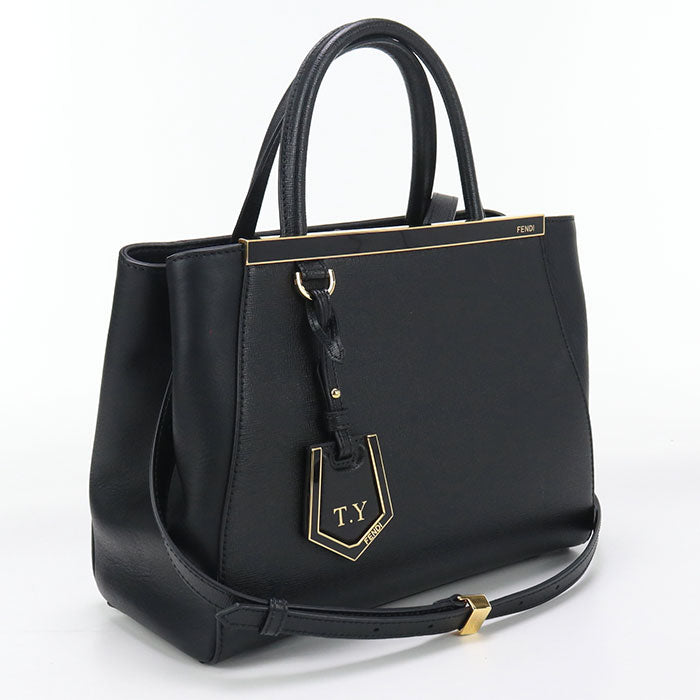 Fendi 8Bh253 Tote Bag Petit Two Jour 2Way Handbag Leather Black