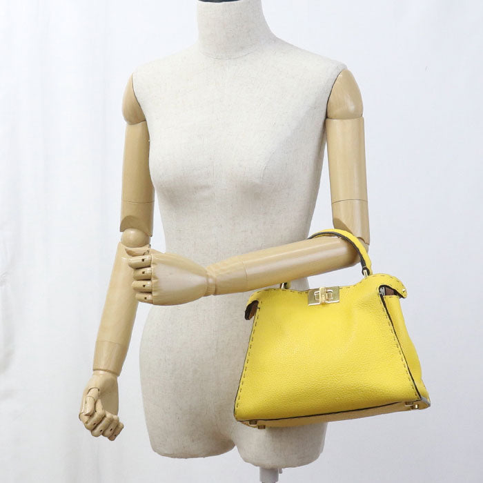 Fendi 8Bn302 Handbag Selleria Bekaboo Essential 2Way Handbag Women Leather Yellow Travel Bag