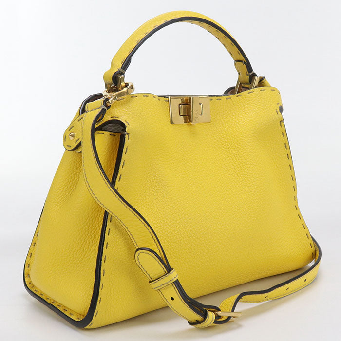 Fendi 8Bn302 Handbag Selleria Bekaboo Essential 2Way Handbag Women Leather Yellow Travel Bag