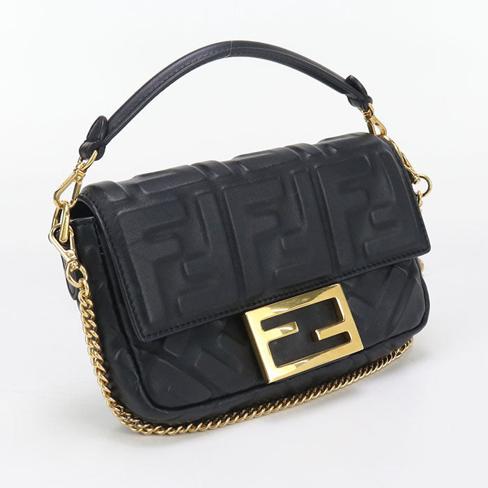 Fendi 8Bs017 Shoulder Bag Zucca Mamma Chainshoulder Bag Women Leather Black Bucket