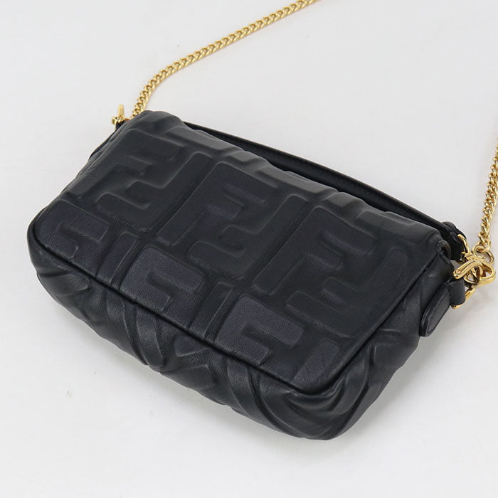 Fendi 8Bs017 Shoulder Bag Zucca Mamma Chainshoulder Bag Women Leather Black Bucket