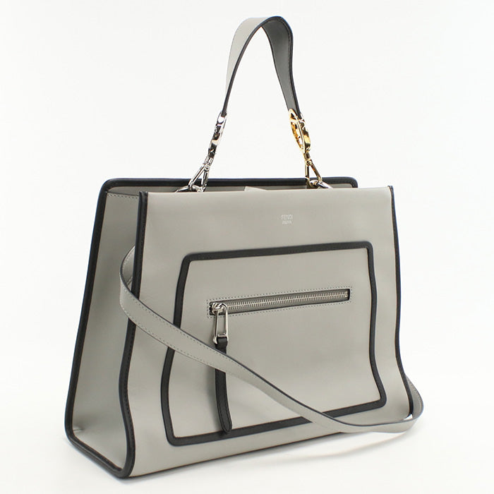 Fendi 8Bh343 Siz Tote Bag Runaway 2Waytote Bag Women Leather Gray