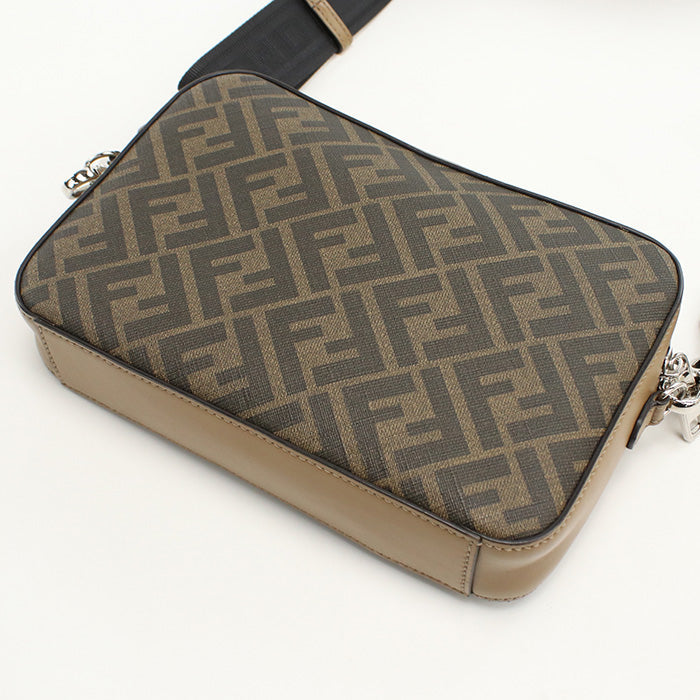 Fendi 7M0286 Camera Case Diagonal Shoulder Bag Pvc Mens Leather Brown