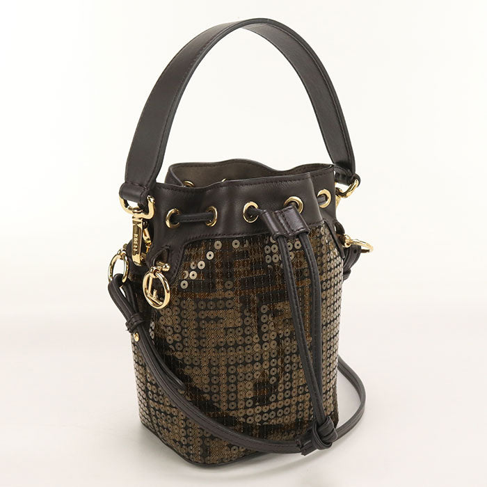 Fendi 8Bs010 Handbag Montresor Bag Calfskin Women Brown Mini Bucket Bucket Bag