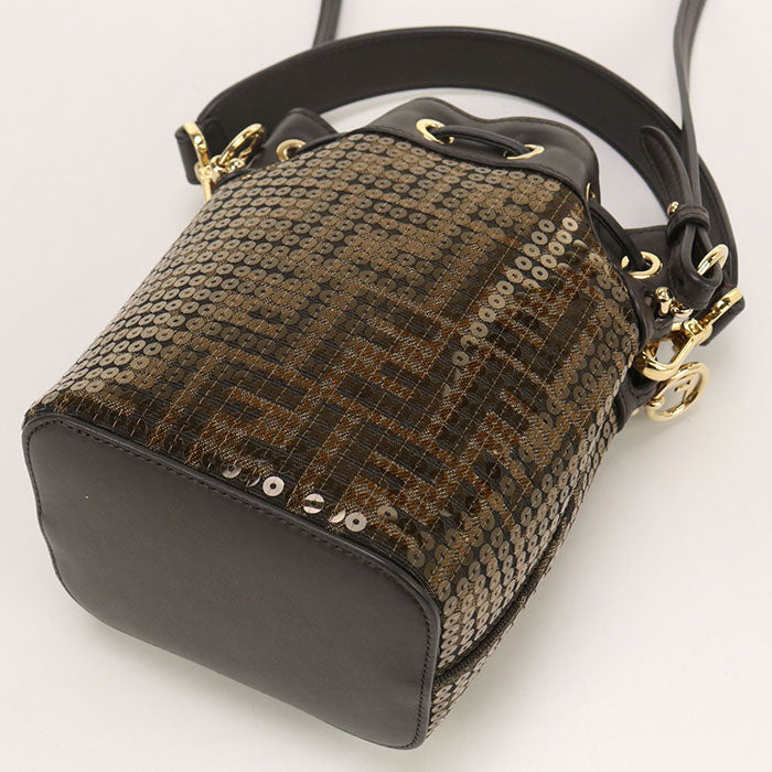 Fendi 8Bs010 Handbag Montresor Bag Calfskin Women Brown Mini Bucket Bucket Bag