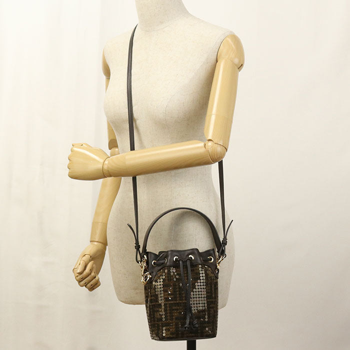 Fendi 8Bs010 Handbag Montresor Bag Calfskin Women Brown Mini Bucket Bucket Bag