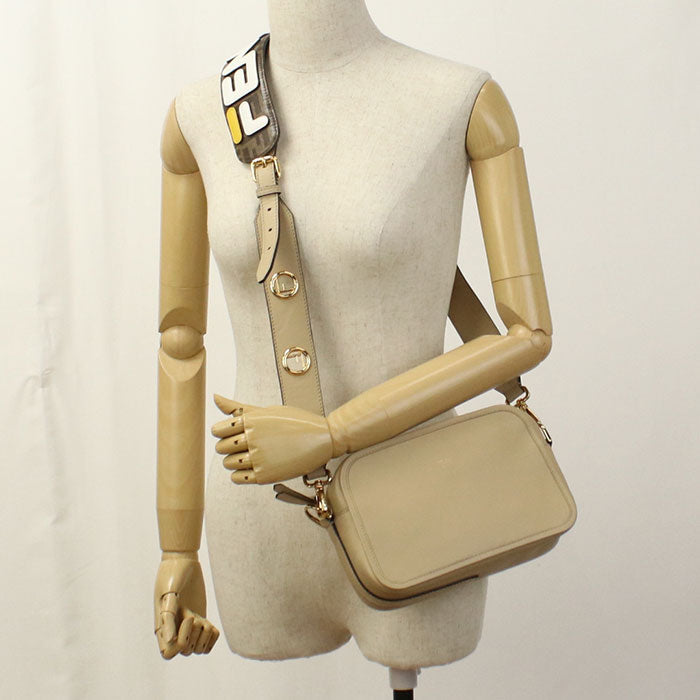 Fendi 8Bt287 Diagonal Shoulder Bag Women Leather Beige