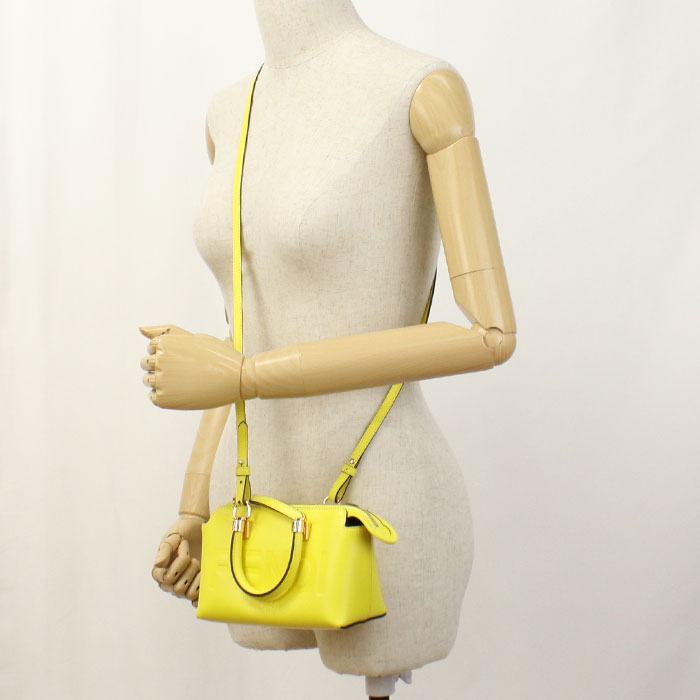 Fendi 8Bs067 By The Way Handbag Women Leather Yellow Mini Travel Bag