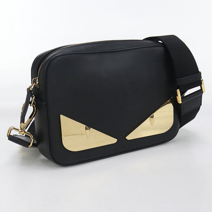 Fendi 7M0286 Sqp Camera Case Diagonal Shoulder Bag Mens Leather Black