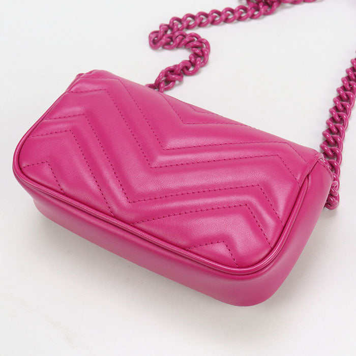 Gucci ChainShoulder GG Marmont Quilted Leather Pink Shoulder Bag