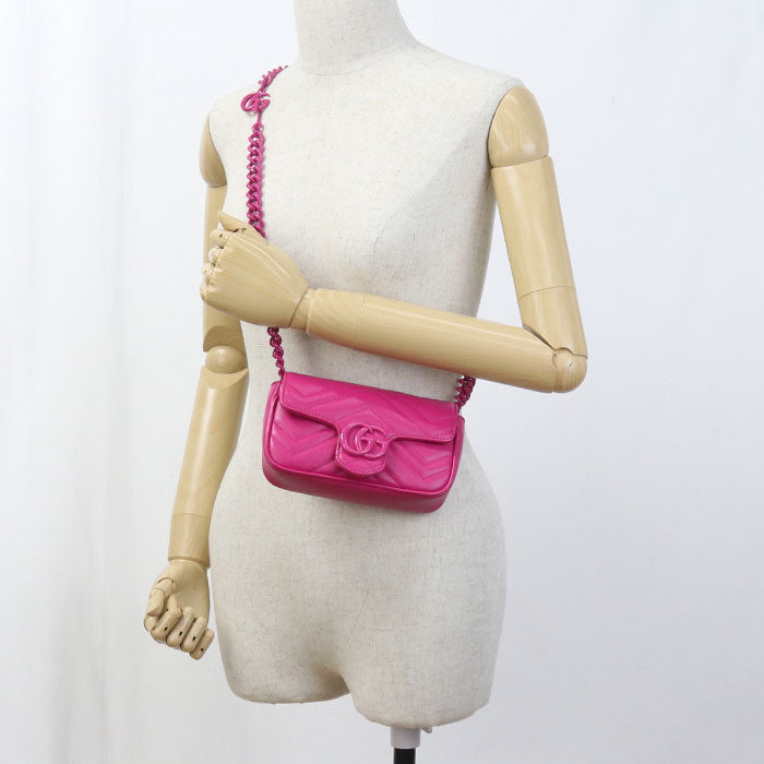 Gucci ChainShoulder GG Marmont Quilted Leather Pink Shoulder Bag