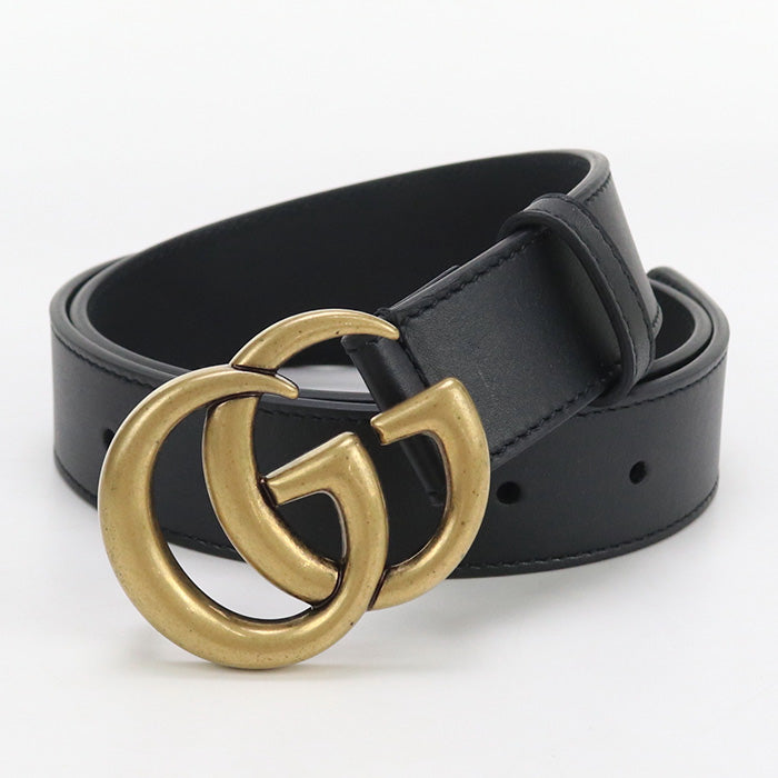 Gucci Reversible Slim Double G Leather Black Belt
