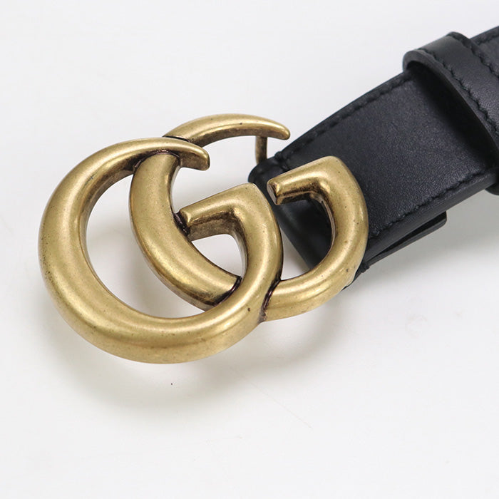 Gucci Reversible Slim Double G Leather Black Belt