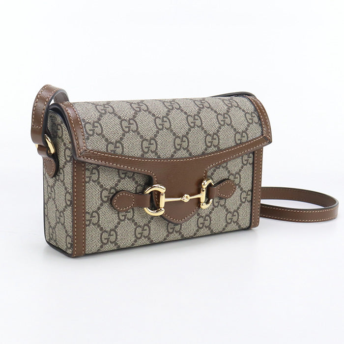 Gucci Horsebit GG Supreme Canvas Beige Mini Shoulder Bag