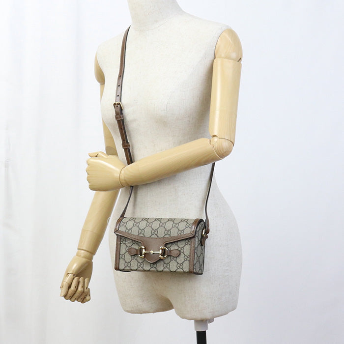 Gucci Horsebit GG Supreme Canvas Beige Mini Shoulder Bag