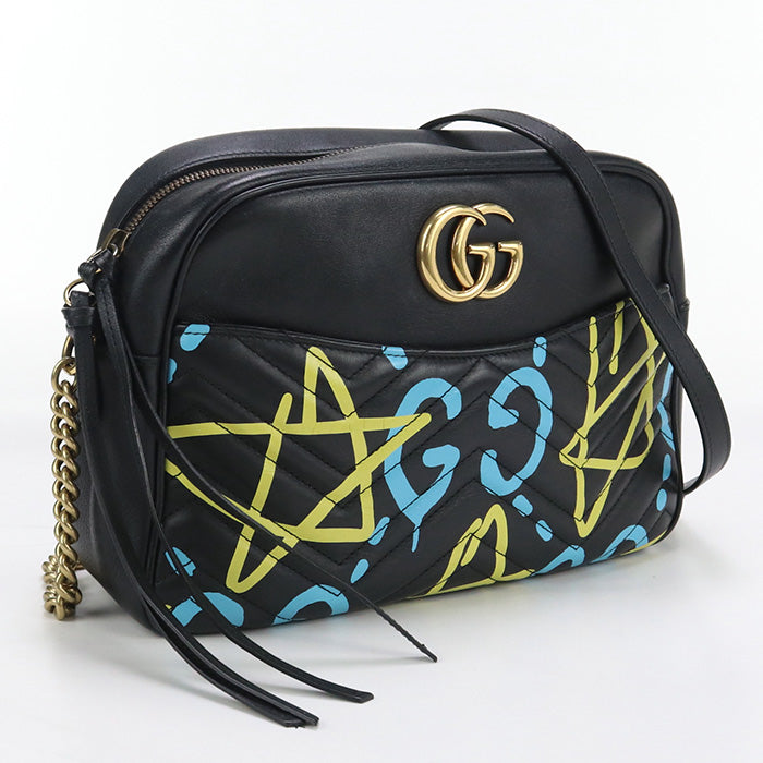 Gucci ChainShoulder GG Marmont Leather Black Shoulder Bag
