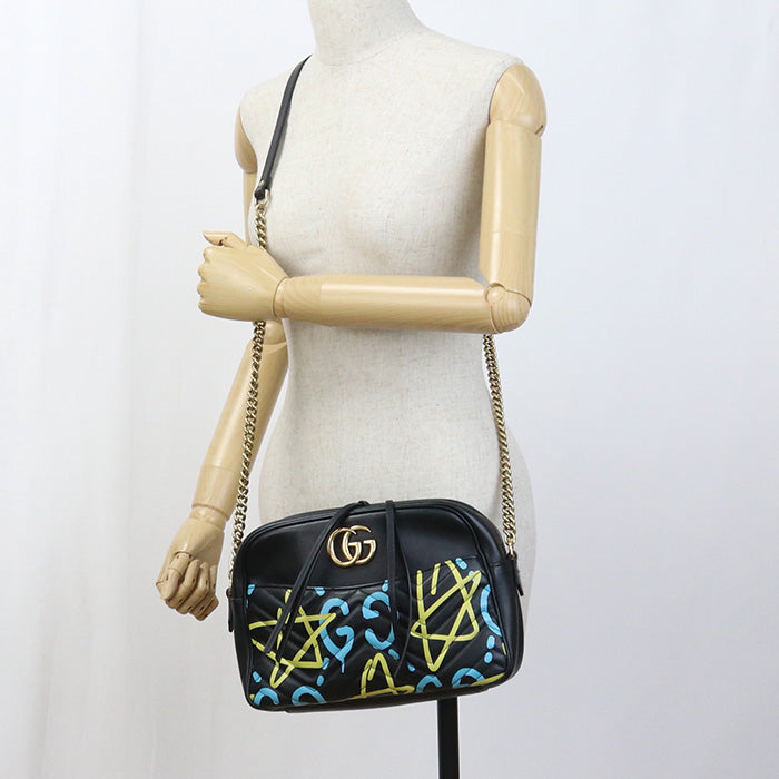 Gucci ChainShoulder GG Marmont Leather Black Shoulder Bag