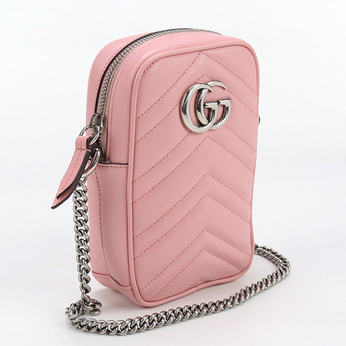 Gucci GG Marmont Smartphone Quilted Leather Pink Shoulder Bag