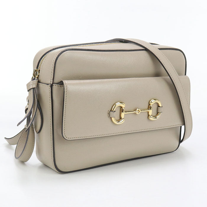 Gucci Horsebit Leather Beige Shoulder Bag