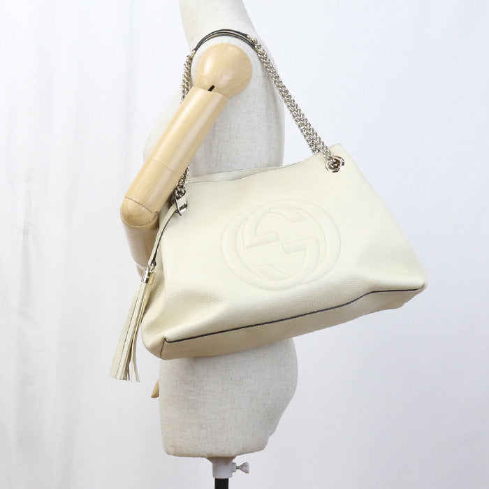 Gucci ChainShoulder Soho Leather White Shoulder Bag